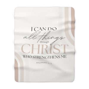 Bible Verse Blanket,Philippians 4 13 Decor,Midcentury Christian Decor,I Can Do All Things Through Christ Decor, Housewarming Gift,Christmas