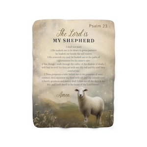 Sheep Psalm 23 Blanket, The Lord is My Shepherd, Floral, Christian Decor,,House Warming,Christmas Gift, Throw, Mother&#39;s Day, Nursery, Father