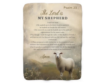 Sheep Psalm 23 Blanket, The Lord is My Shepherd, Floral, Christian Decor,,House Warming,Christmas Gift, Throw, Mother's Day, Nursery, Father