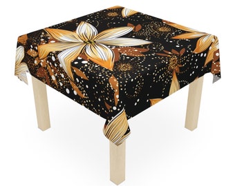 Tovaglia con stampa africana, tovaglia con stampa Ankara, Hippie, floreale, arredamento tavolo da pranzo africano, marrone, nero, beige