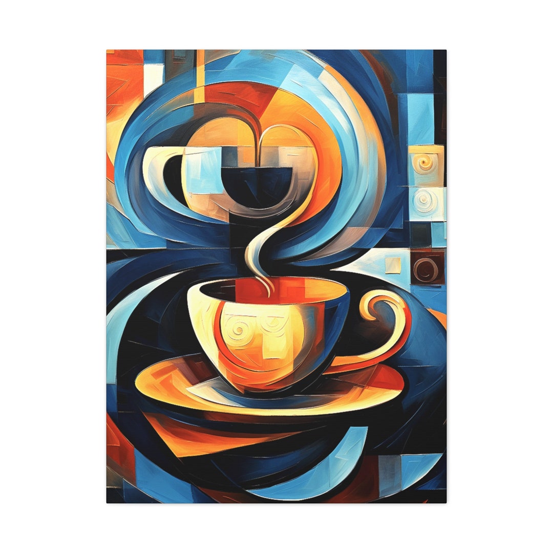 Abstract Coffee Cup Canvas, Blue and Orange, Jazz, Coffee Shop Decor, Wall  Art Kitchen, Lounge, Dining Room - Etsy