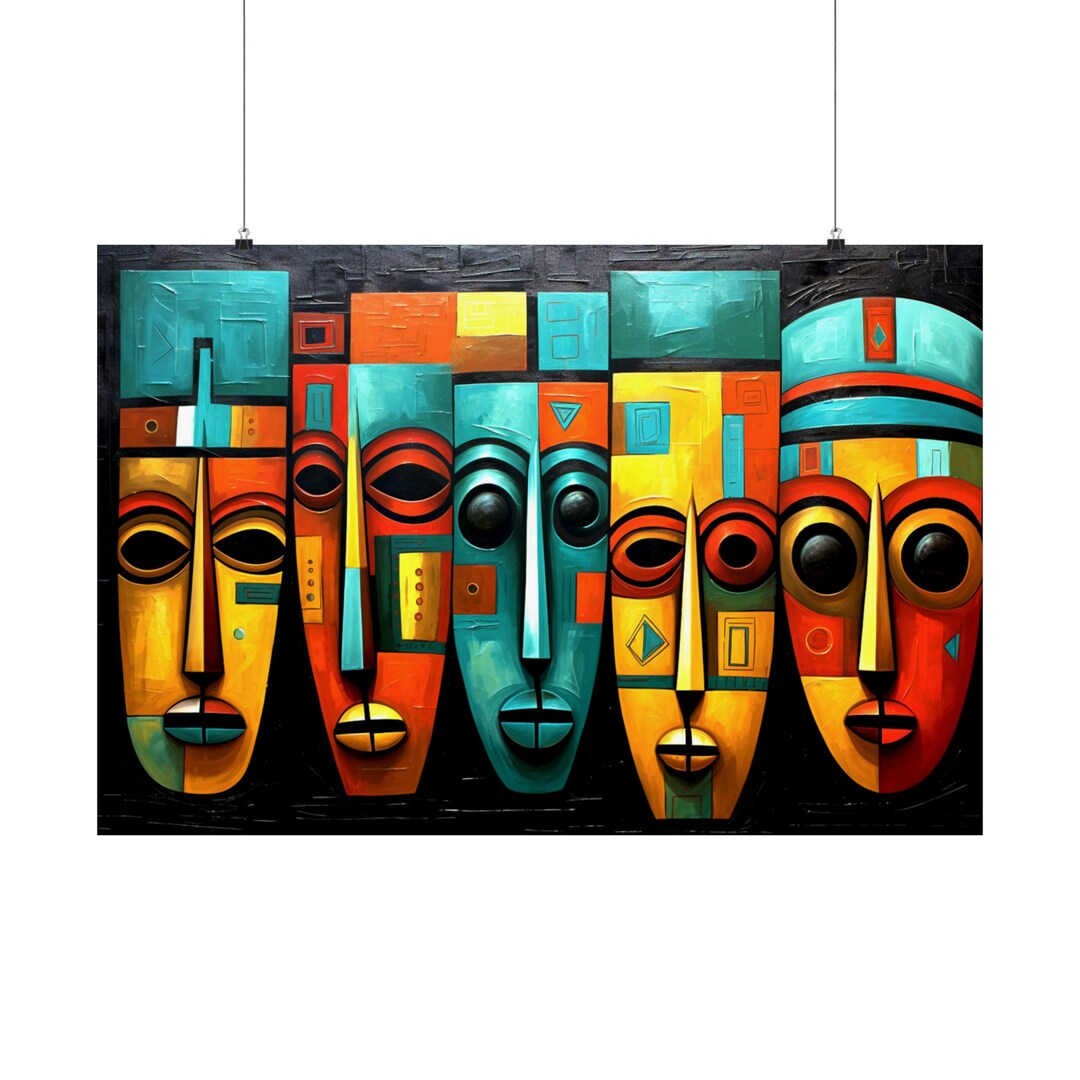 Vibrant African Masks Poster - Colorful Cultural Art, Tribal Decor ...