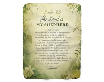 Nature Green Psalm 23 Bible Verse Blanket, I Shall Not Want,Christian Decor The Lord is My Shepherd, House Warming, Christmas Gift, Throw