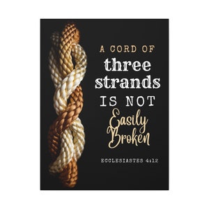 A Cord of Three Strands Canvas, Ecclesiastes 4 12, Neutral Colors, Black, Wedding Gift, Unity Ceremony, Couples Christian Decor,Marriage Art
