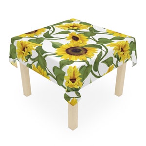 Sunflower Tablecloth, Floral Print Table Cloth, Hippie, Vintage Boho Dining Room Table Decor