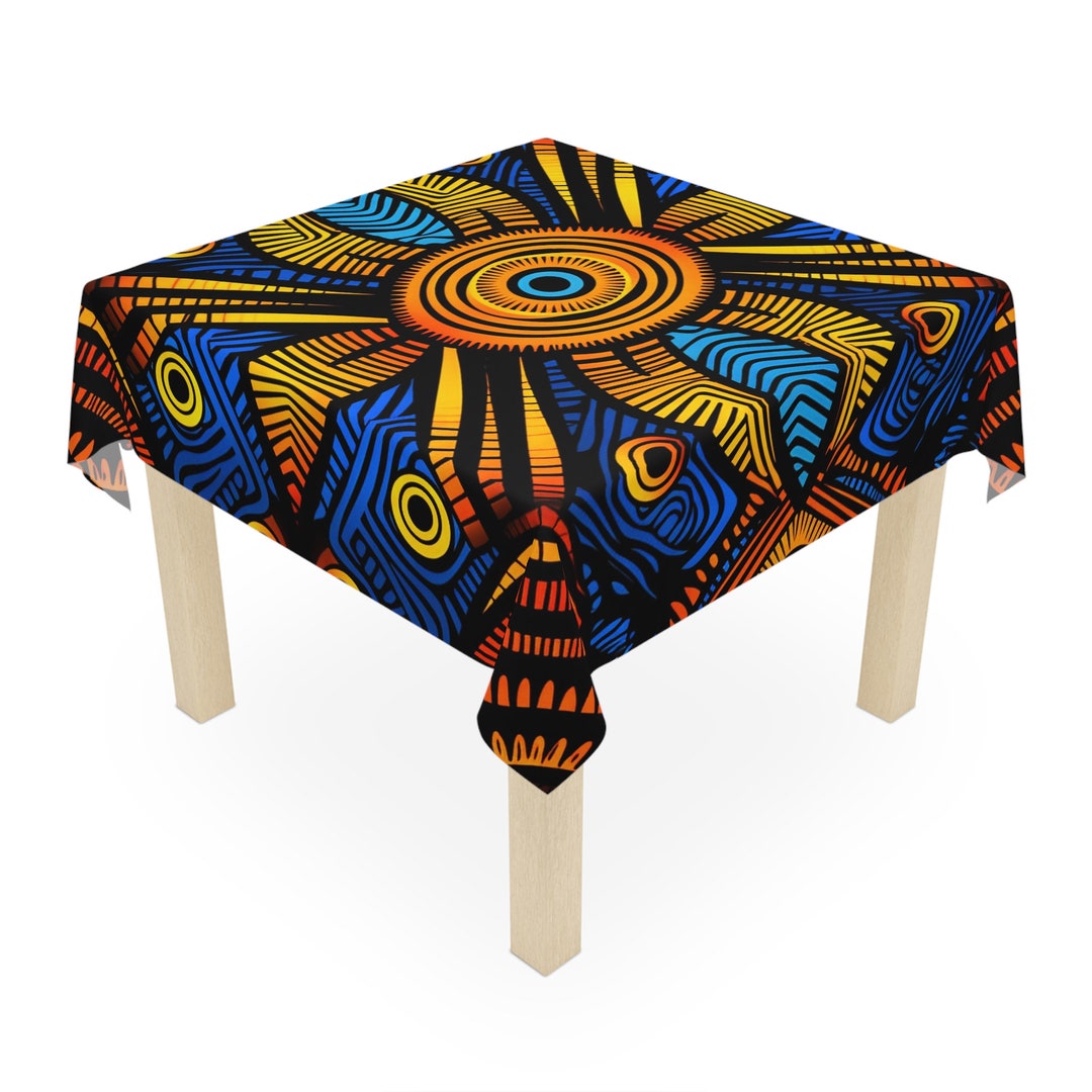 African Table Cloth, Ankara Design, Colorful Psychedelic Table Cloth