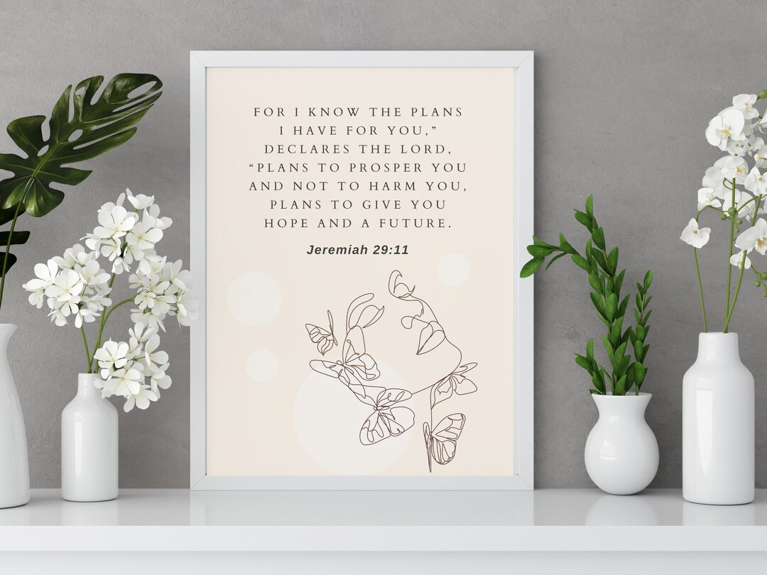 Jeremiah 29 11 Digital Decor Wall Art, Christian Minimalist Art, Line ...