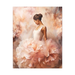 Pink Ballerina Canvas, Ballet Decor, Flowers, Painting Style, Classical, Fine Art