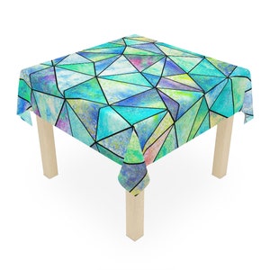 Colorful Prism Boho Table Cloth, Boho Decor , Teal, Turquoise Hippie, Boho Dining Room Table Decor