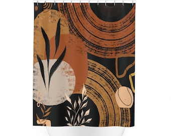 Earth Tone Shower, Abstract Shower Curtain, Earth Tone Bathroom Decor, Boho Shower Curtain, Mid Century Modern Shower Curtain