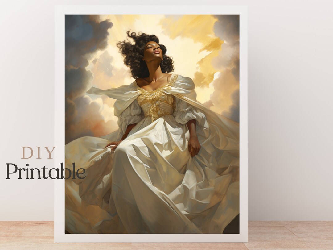 PRINTABLE African American Angel Wall Art, Glamour Woman, Fancy Wall