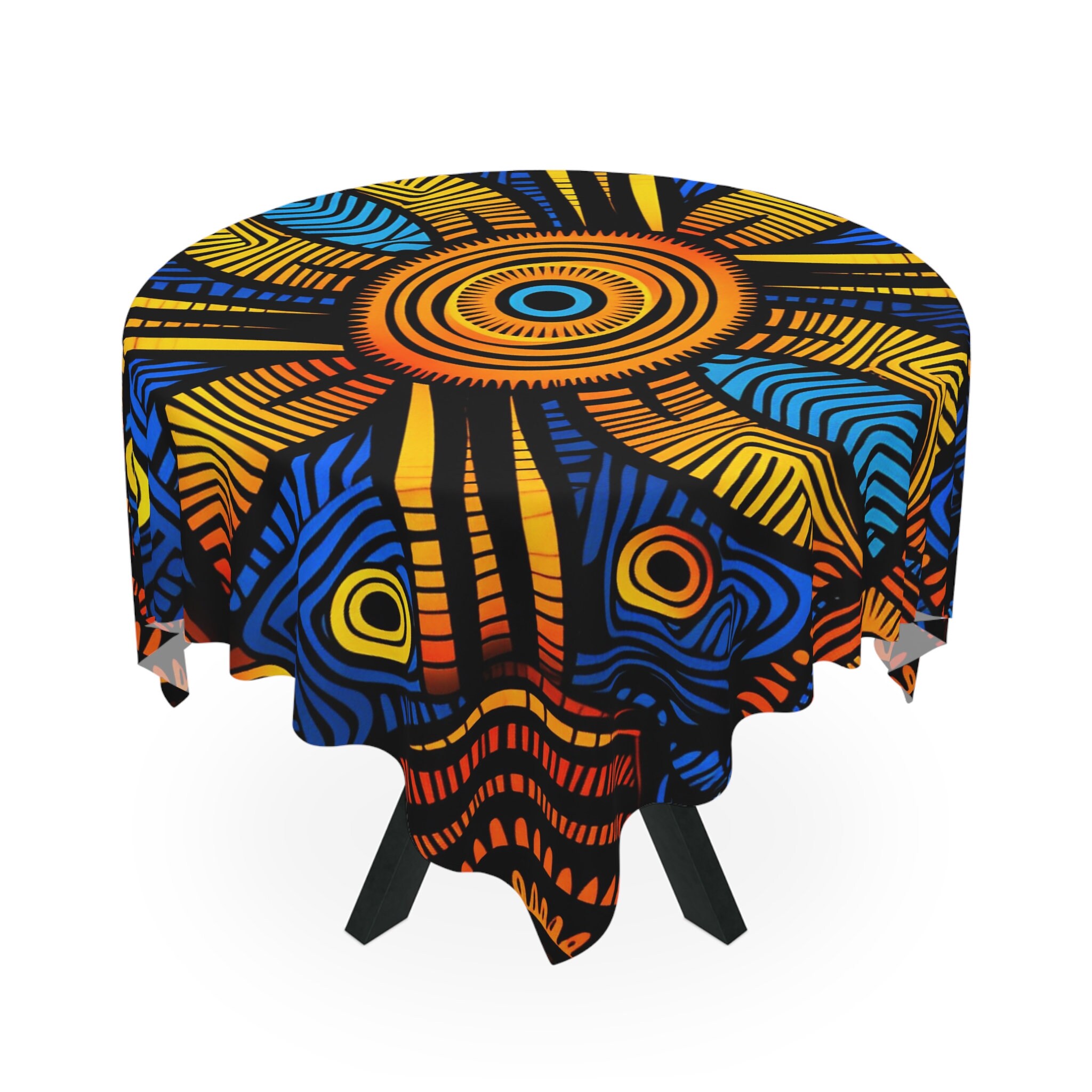 African Table Cloth, Ankara Design, Colorful Psychedelic Table Cloth ...