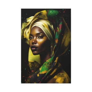 Goddess Livity CANVAS, Beautiful Black Goddess, Red, Yellow, Green, Beautiful Black Woman Wall Art, African Woman, Afro Decor, Rasta Decor