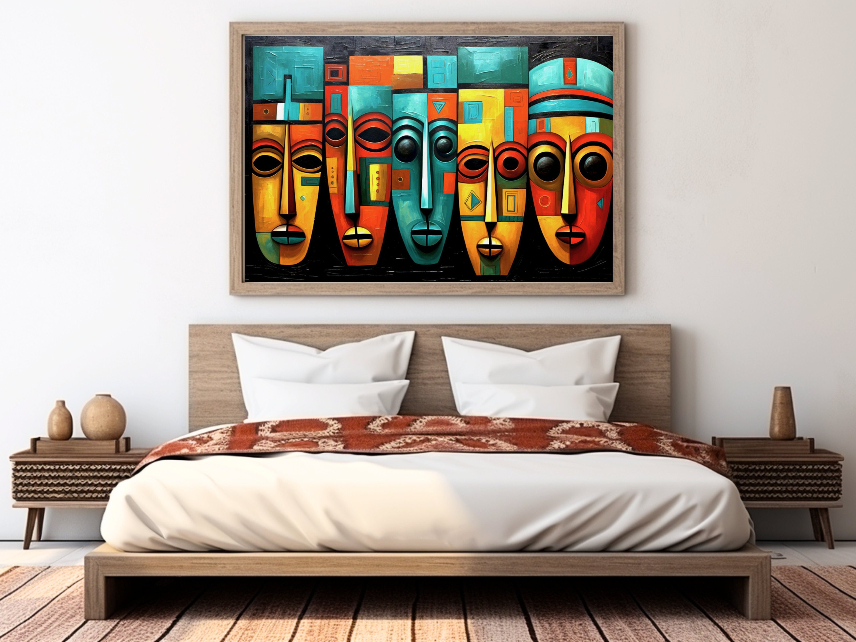 Vibrant African Masks Poster - Colorful Cultural Art, Tribal Decor ...