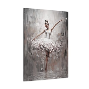 Ballerina Canvas White, Pink, Tutu, Painting Style, Ballet Decor