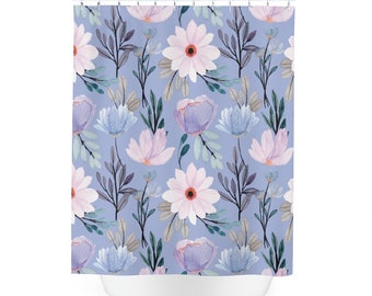 Purple Flower Shower Curtain, Lavender and Pink Bathroom Decor, Flowers Shower Curtain, Elegant Soft and Pretty