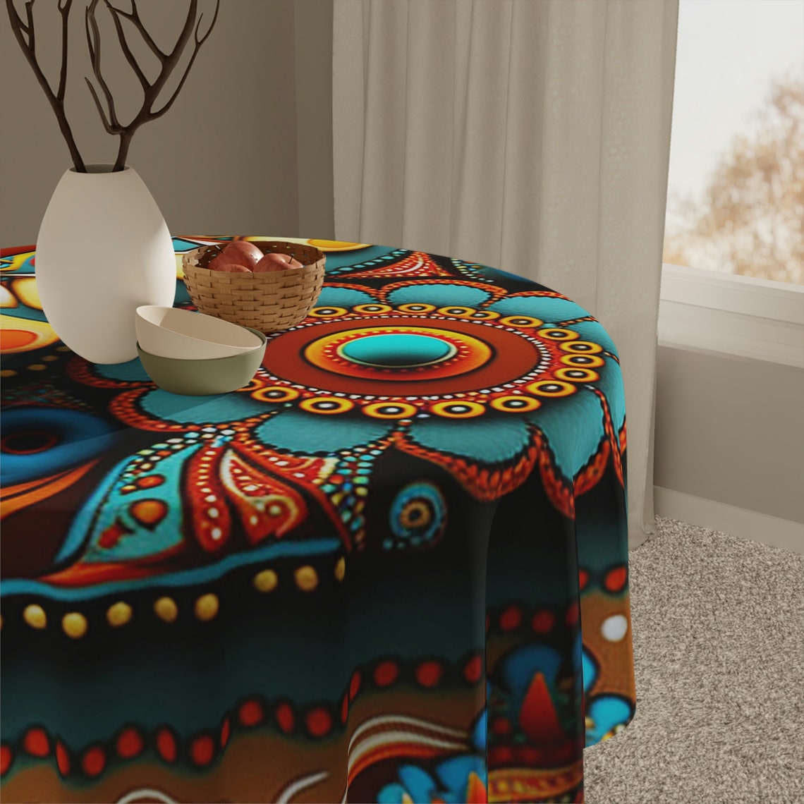 African Table Cloth, Colorful Psychedelic Table Cloth, Hippie, Boho ...