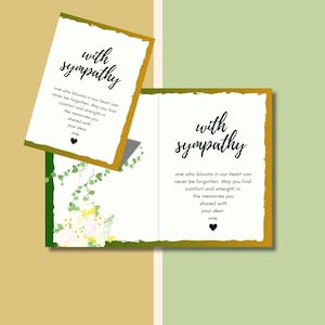 Avec carte modifiable de condoléances, carte de floraison de fleurs, modèle de sympathie modifiable, carte de condoléances personnalisée imprimable