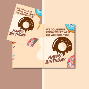 Divertente biglietto di auguri di compleanno con ciambella, modello modificabile di auguri di buon compleanno divertente, modello di compleanno fai da te stampabile