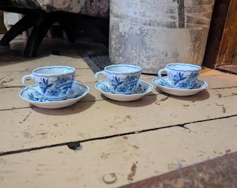 Vintage Meissen Copies Blue Onion Coffee Cup and Saucer Set