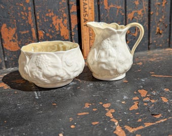 Belleek Irish Lotus Creamer & Sugar Bowl 3rd Mark