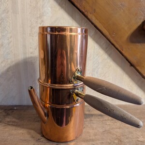 Porta cafetera espresso de cobre abatible, estilo europeo vintage de mediados de siglo