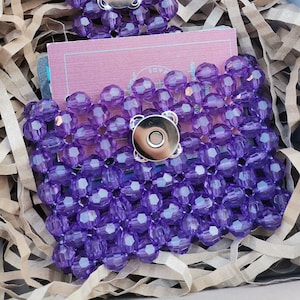Perlen lila kartenhalter, mini perlen geldbörse, geschenk für sie, frauen chic perlen zubehör, geldbörse, geldkartenhalter und geldbörse
