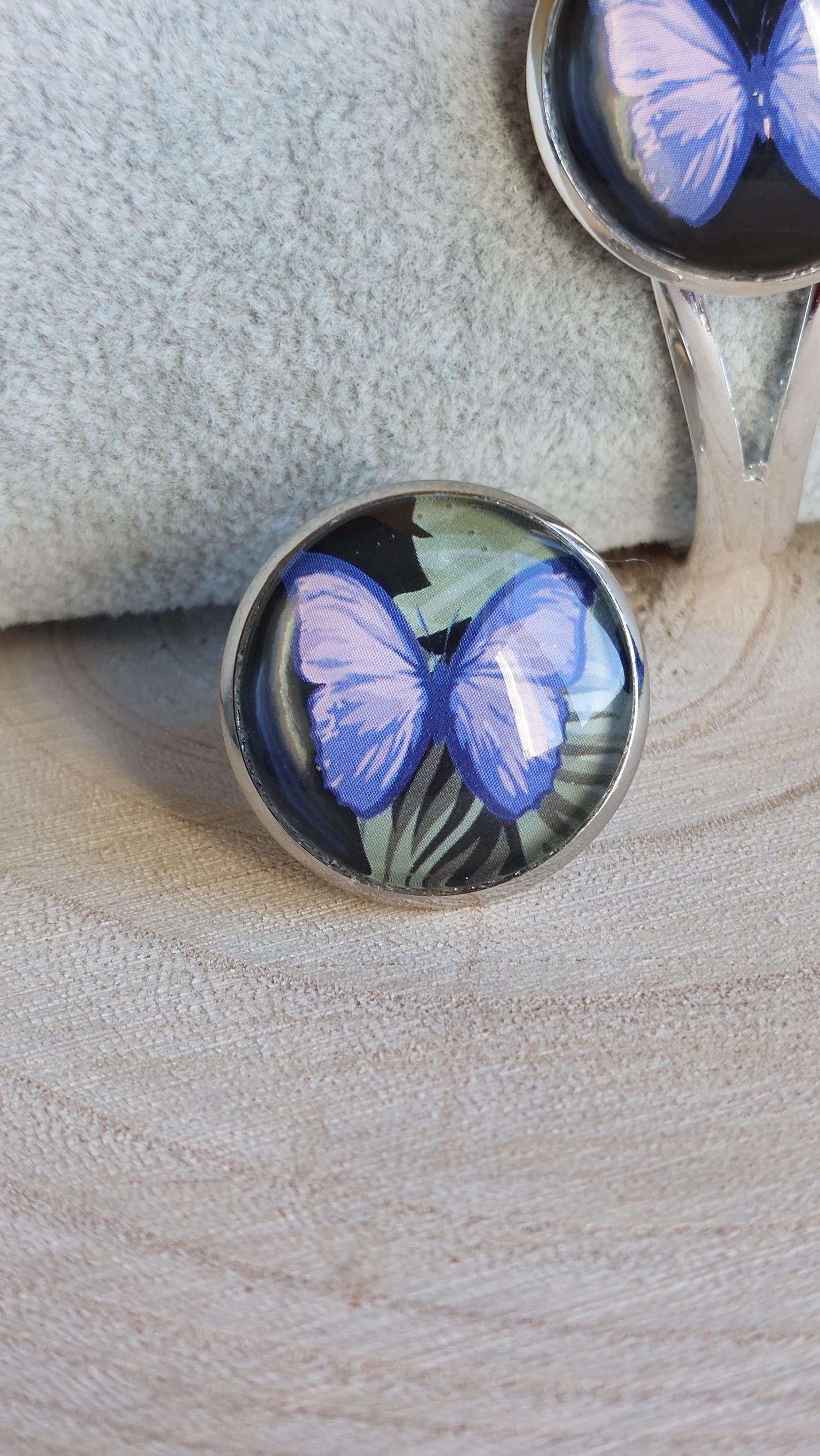 Bague Papillon Et Libellule Réglable Pour Femme - Argent 925, Pierres Bleu Ciel, Design Ouvert Et Inspiré De La Nature - Style Bohème Vintage