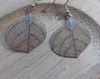 Silver leaf earrings