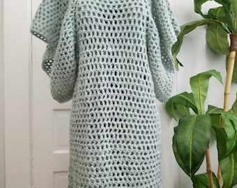 zachte salie gehaakte jurk