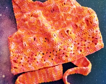 roze en oranje gehaakte tanktop