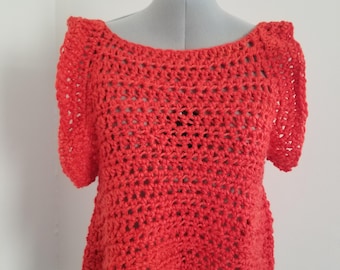 robijnoranje gehaakte trui tanktop