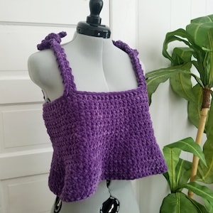 purple velvet crochet tank top