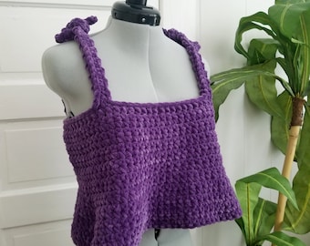 paarse fluwelen gehaakte tanktop