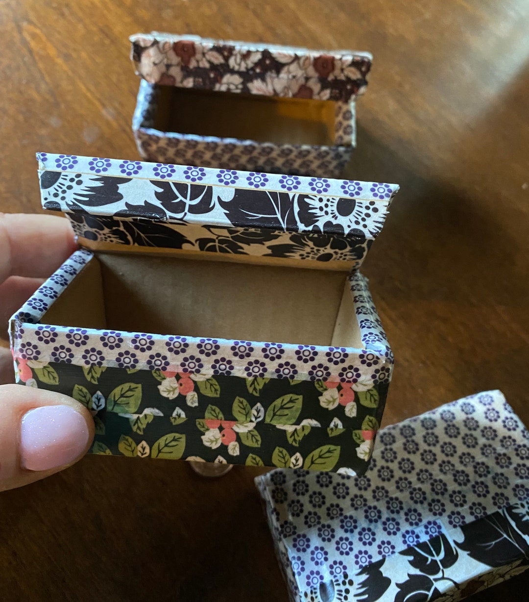 Decoupage Gift Box Sets, Upcycled Craft, 3 Small Gift Boxes, Jewelry Gift Box Etsy
