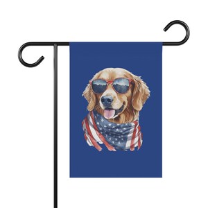 愛国的な犬のガーデンフラッグ、犬好きのための装飾、7月4日の旗、屋外バナー、ペット愛好家へのギフト