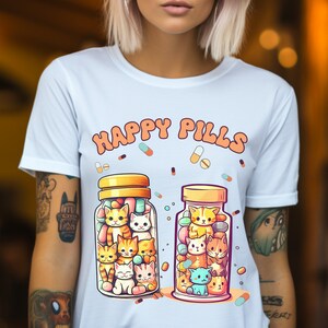 Happy Pills Cats Kittens Sublimation Print Transfer Sheet Ready To Press