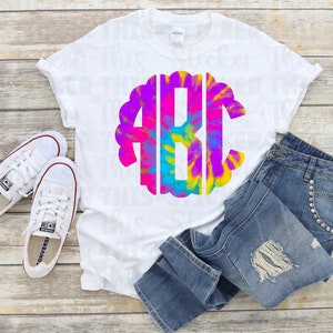 Ready to Press - Sublimation Transfer -  Tie Dye Monogram Initials