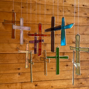 Stained Glass Cross Sun Catcher: Handmade Christian Gift