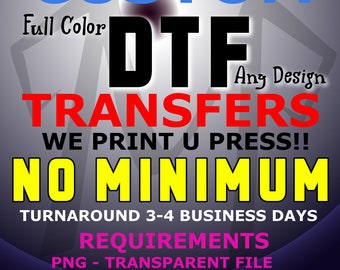 Full Color Custom DTF Heat Transfer for T-shirts or Hoodies Gang Sheeting, Full Color Heat Transfer, DTF , DTF Transfers
