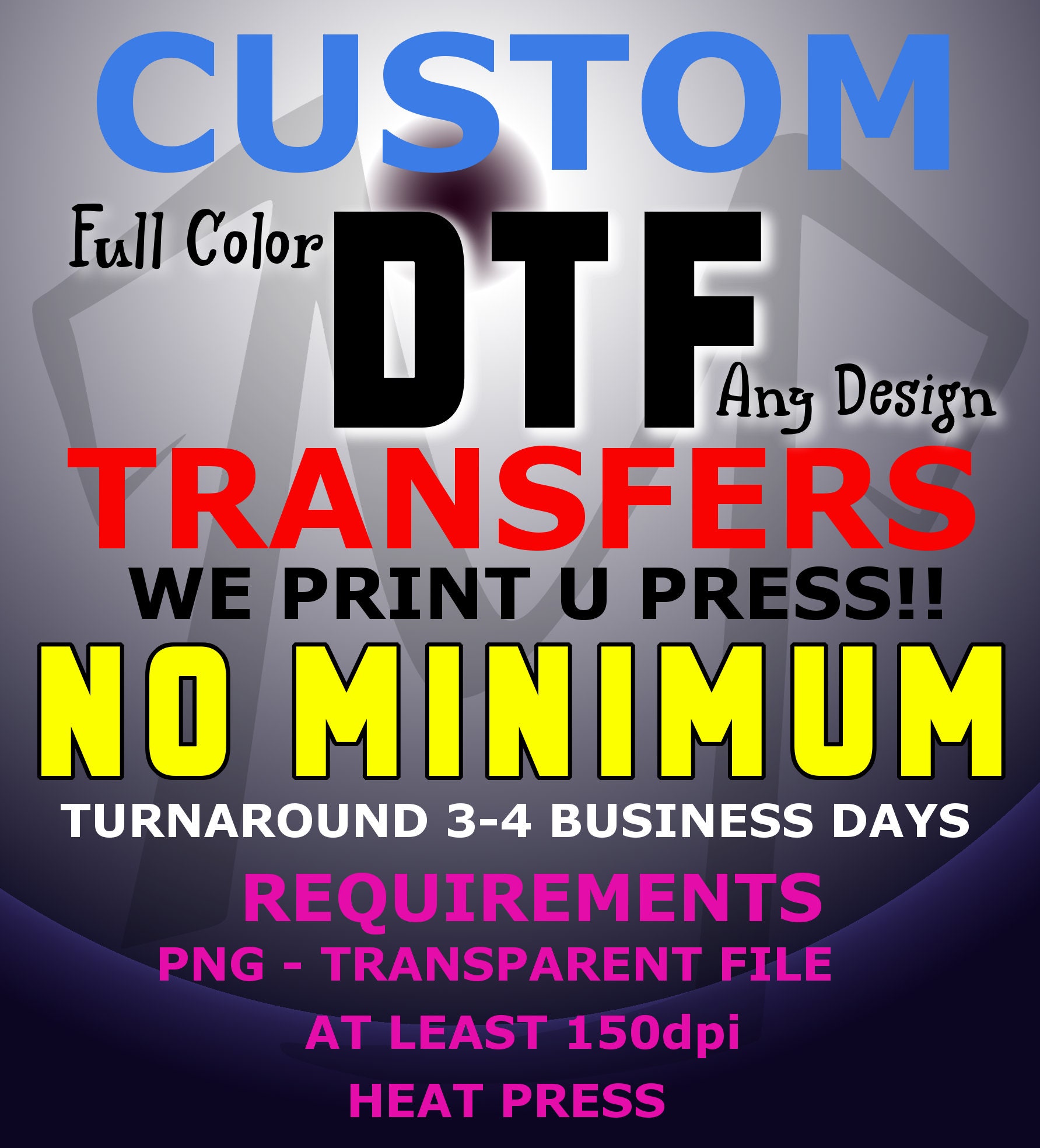 Full Color Custom DTF Transfers | Ready To Press