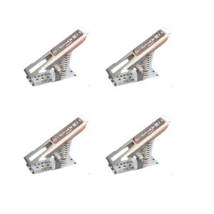 May include: Four silver metal footrests with a spring mechanism and a black and red label that reads "CEPOL TECH" and "HI-KICK-ZII".