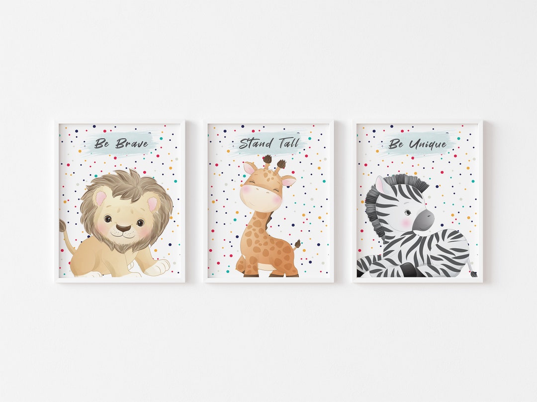 Baby Animal Art for Kids Hub, Set of 3 Prints, Animal Nursery Print ...