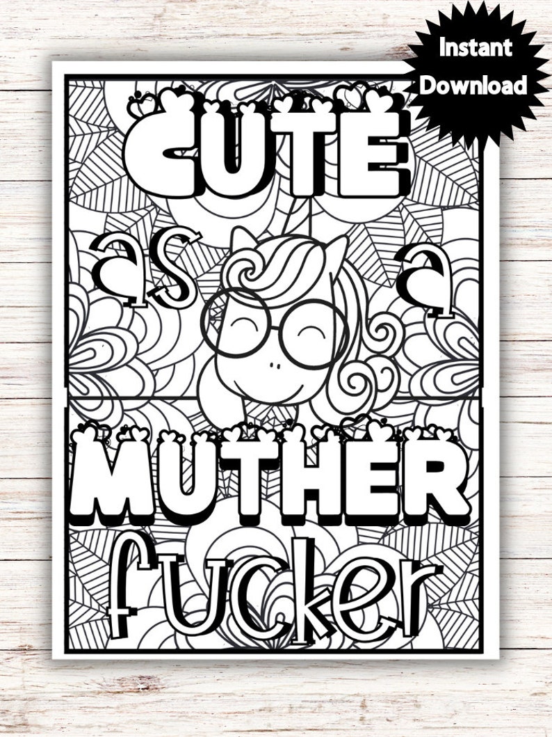 Swear Word Coloring Pages, Swearing Unicorn, Cuss Words, Printable