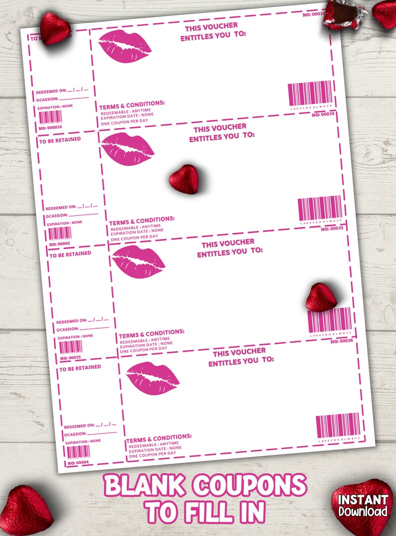 Naughty Love Coupons for Her Printable Sex Vouchers for Girlfriend or Wife Gift for Her ...