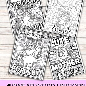 Swear Word Coloring Page Gift For Women Cuss Word Unicorn Colouring Page Adult Coloring Page for Unicorn Lover