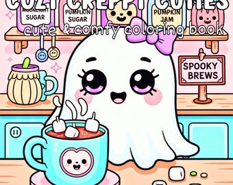 Cozy Creepy Cuties Coloring Book: 10 Relaxing Gothic Art  (PDF Download)