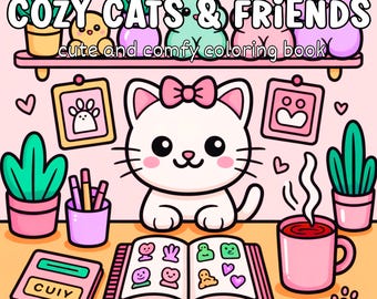 Cute Cats Coloring Book for Adults: 20 Relaxing PDF Pages (Digital Download)