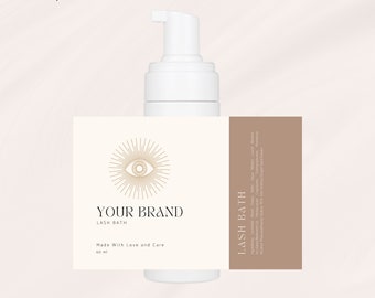DIY Eyelash Cleanser Foam Label, Lash Bath, Lash Cleanser Sticker, Lash Shampoo Label, Digital Label, Lash Product Label, Canva