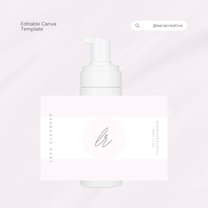 Etichetta schiuma detergente ciglia fai da te, bagno ciglia, adesivo detergente ciglia, etichetta shampoo ciglia, etichetta digitale, etichetta prodotto ciglia, Canva